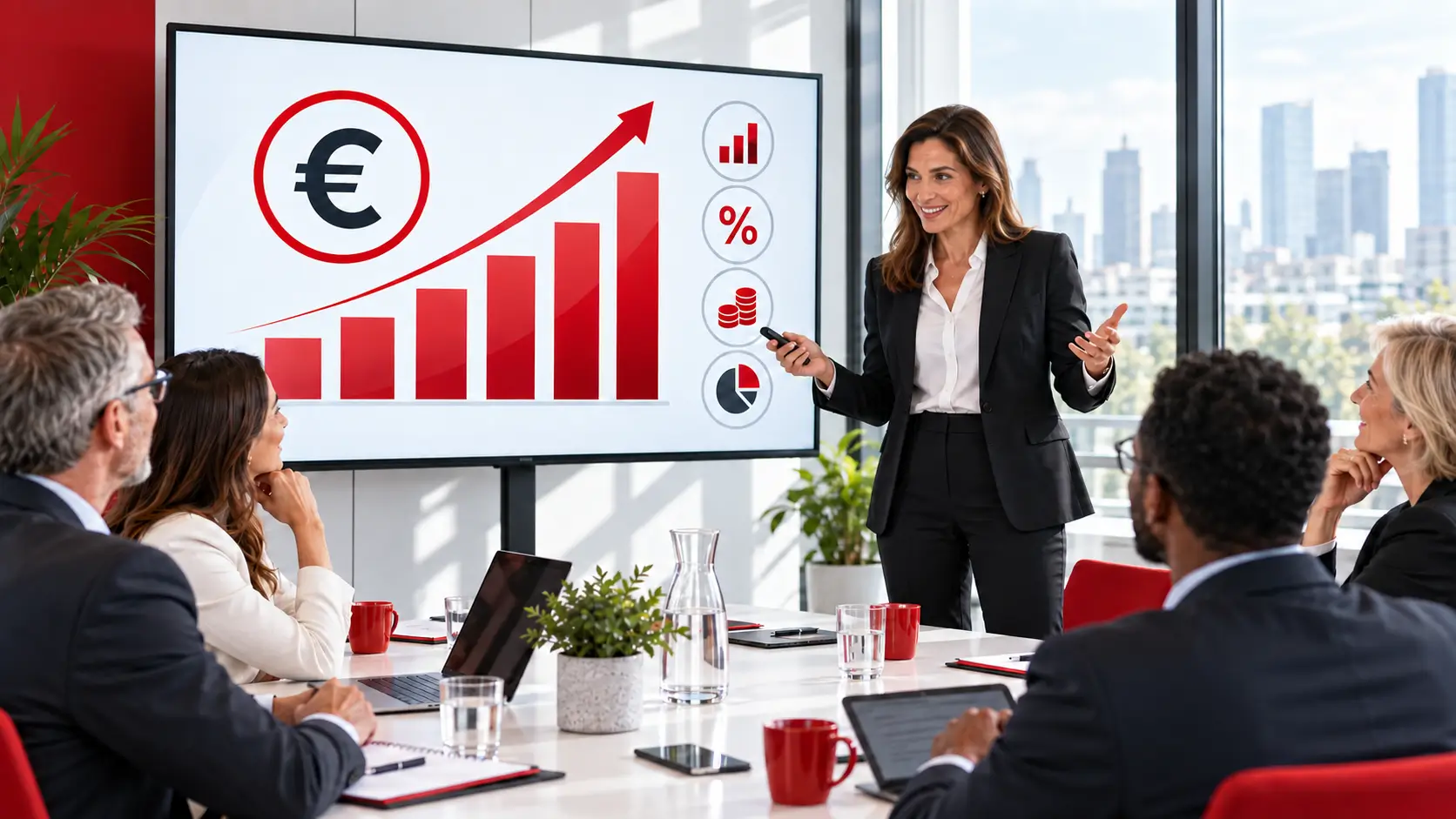 Practising a sales presentation in front of clients