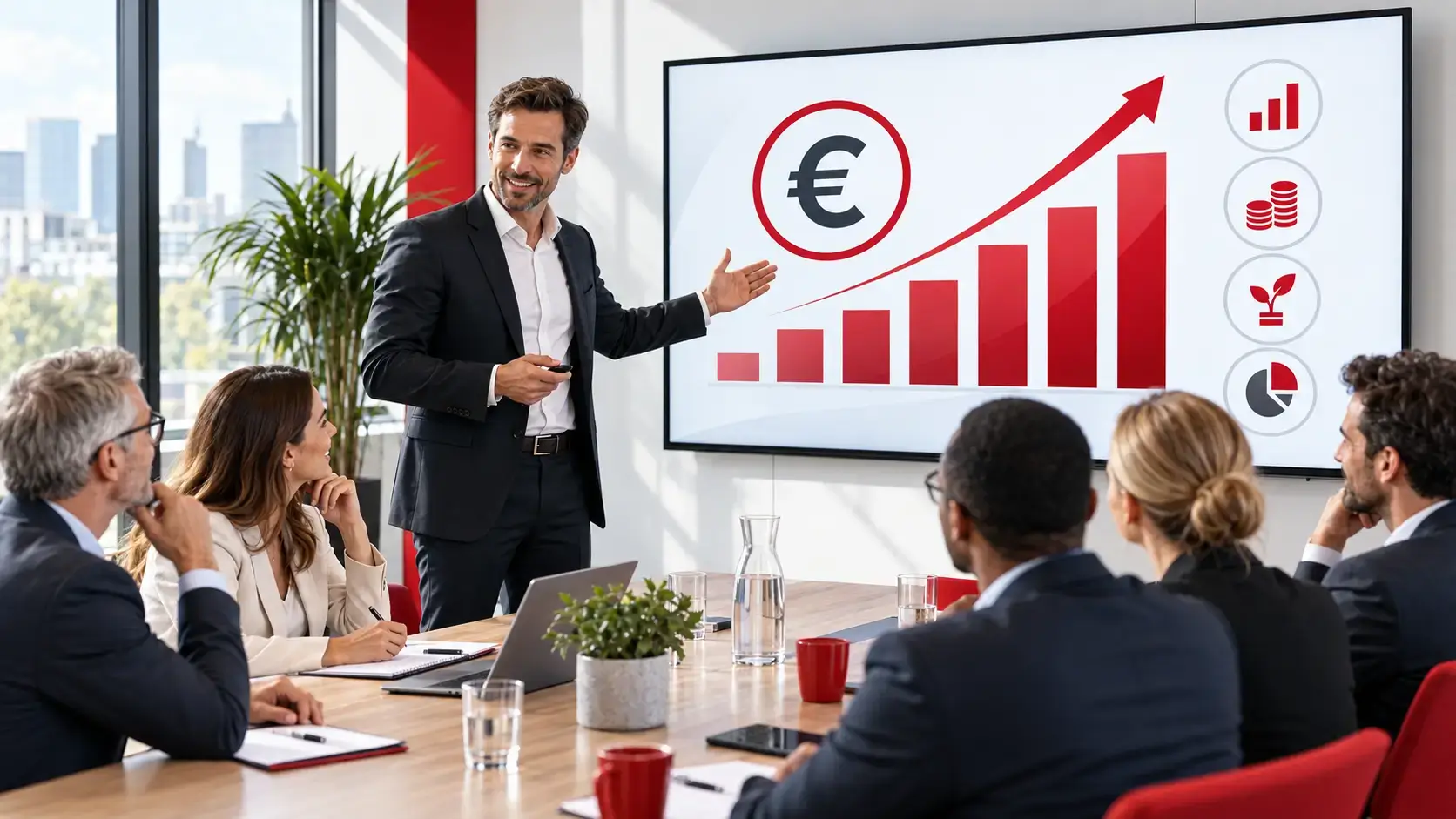 B2B sales presentation in front of a client